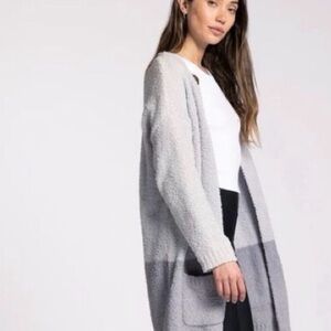 Grey Gray Teddy Cardigan with Pockets Medium One Size Fits Most Thread & Supply
